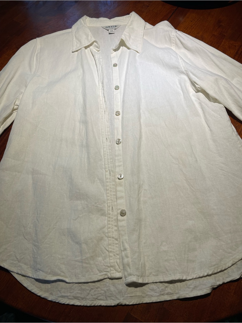 Orvis Off White Linen Shirt - medium - Picture 9 of 11